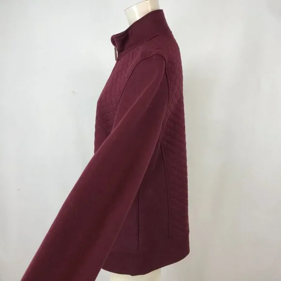 L.L. BEAN - MEN'S MEDIUM - MAROON LONG SLEEVE 1/4 ZIP QUILTED SWEATSHIRT - Picture 4 of 7